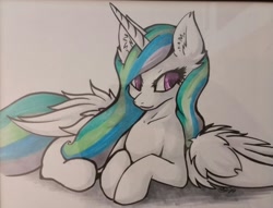 Size: 758x579 | Tagged: safe, artist:sapphfyr, imported from derpibooru, princess celestia, female, solo, traditional art