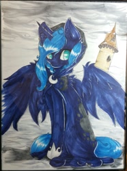 Size: 637x854 | Tagged: safe, artist:sapphfyr, imported from derpibooru, princess luna, female, solo, traditional art