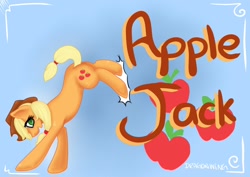Size: 1280x906 | Tagged: safe, artist:zombiicrow, imported from derpibooru, applejack, bucking, female, solo