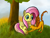 Size: 2000x1500 | Tagged: safe, artist:minosua, imported from derpibooru, fluttershy, cat, manticore, pegasus, pony, colored sketch, cute, duo, female, kitten, manticore kitten, mare, sunset, tree, yawn