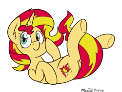 Size: 1131x859 | Tagged: safe, artist:melodicmarzipan, imported from derpibooru, sunset shimmer, pony, unicorn, cute, female, shimmerbetes, simple background, solo, transparent background, upside down, white background