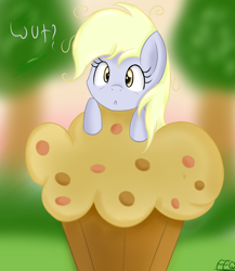 Size: 2000x2300 | Tagged: safe, artist:freefraq, imported from derpibooru, derpy hooves, pegasus, pony, female, food, giant muffin, mare, muffin, solo
