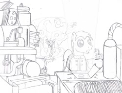 Size: 1030x784 | Tagged: safe, artist:dsb71013, imported from derpibooru, oc, oc only, oc:light fantastic, oc:night cap, oc:rhapsody, comic, monochrome, story included