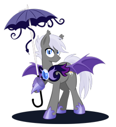 Size: 1200x1308 | Tagged: safe, artist:deeptriviality, imported from derpibooru, oc, oc only, oc:lilytrader, bat pony, pony, bat pony oc, night guard, simple background, spread wings, transparent background, umbrella