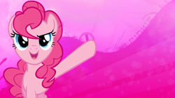 Size: 1920x1080 | Tagged: safe, artist:randomtmcr, imported from derpibooru, pinkie pie, open mouth, salute, vector, wallpaper