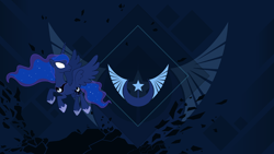 Size: 1920x1080 | Tagged: safe, artist:simplyfeatherbrain, imported from derpibooru, princess luna, emblem, floating, glowing eyes, new lunar republic, remake, the new lunar republic, vector, wallpaper