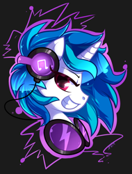 Size: 2000x2634 | Tagged: safe, artist:xnightmelody, imported from derpibooru, dj pon-3, vinyl scratch, pony, unicorn, female, grin, headphones, mare, smiling, solo