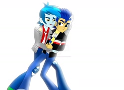 Size: 1600x1163 | Tagged: safe, artist:supermaxx92, imported from derpibooru, flash sentry, thunderbass, equestria girls, boy, couple, gay, love, male, rocker, shipping, thunderflash