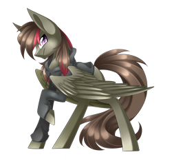 Size: 3200x3000 | Tagged: safe, artist:scarlet-spectrum, imported from derpibooru, oc, oc only, oc:blackshadow, pegasus, pony, clothes, commission, hoodie, male, raised hoof, simple background, solo, transparent background