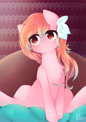 Size: 2507x3541 | Tagged: safe, artist:rine266, imported from derpibooru, oc, oc only, chest fluff, female, sitting, solo, spread legs, spreading