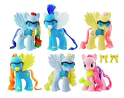 Size: 1600x1258 | Tagged: safe, imported from derpibooru, derpy hooves, fluttershy, pinkie pie, rainbow dash, soarin', spitfire, pegasus, pony, cheerleader, clothes, fashion style, female, irl, mare, photo, toy, wonderbolt trainee uniform, wonderbolts, wonderbolts uniform, wondershy