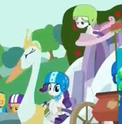 Size: 500x509 | Tagged: safe, imported from derpibooru, screencap, rainbow dash, rarity, scootaloo, sweetie belle, pony, the cart before the ponies, swanlestia, swanlestia cart