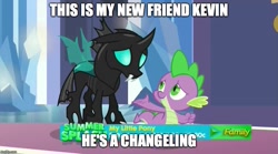 Size: 899x500 | Tagged: safe, edit, edited screencap, imported from derpibooru, screencap, spike, thorax, changeling, the times they are a changeling, caption, image macro, meme