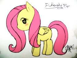 Size: 3472x2604 | Tagged: safe, artist:nayobe, imported from derpibooru, fluttershy, female, solo, traditional art