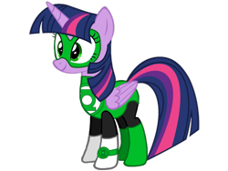 Size: 1024x768 | Tagged: safe, artist:brunomilan13, imported from derpibooru, twilight sparkle, alicorn, pony, clothes, cosplay, costume, crossover, dc comics, female, green lantern, green lantern (comic), green lantern corps, mask, solo, twilight sparkle (alicorn), wristband