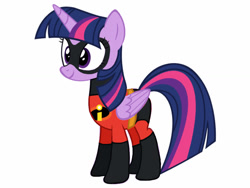 Size: 1024x768 | Tagged: safe, artist:brunomilan13, imported from derpibooru, twilight sparkle, alicorn, pony, clothes, cosplay, costume, crossover, disney, female, pixar, solo, the incredibles, twilight sparkle (alicorn), violet parr