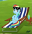 Size: 413x431 | Tagged: safe, imported from derpibooru, screencap, rainbow dash, pegasus, pony, the cart before the ponies, beach chair, chair, cropped, cute, dashabetes, female, lying down, mare, solo, sunglasses