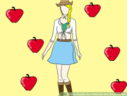 Size: 728x546 | Tagged: safe, imported from derpibooru, applejack, equestria girls, boots, clothes, costume, cowboy hat, denim skirt, front knot midriff, hat, midriff, no face, skirt, stetson, wikihow