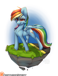 Size: 1024x1325 | Tagged: safe, artist:northernsprint, imported from derpibooru, rainbow dash, dirt cube, female, patreon, patreon logo, simple background, solo, white background