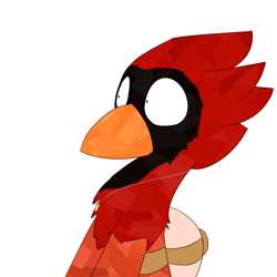 Size: 900x900 | Tagged: safe, artist:ask-folly, artist:input-command, deleted from derpibooru, imported from derpibooru, oc, oc only, oc:folly, cardinal, griffon, backpack, beak, crystal gryphon, gryphony, solo