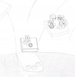 Size: 2088x2131 | Tagged: safe, artist:dsb71013, derpibooru exclusive, imported from derpibooru, oc, oc only, oc:amber spark, oc:light fantastic, oc:night cap, comic, monochrome