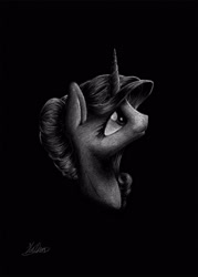 Size: 3000x4200 | Tagged: safe, artist:lollipony, imported from derpibooru, princess cadance, alicorn, pony, female, grayscale, mare, monochrome, portrait, simple background, solo, traditional art