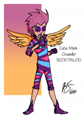 Size: 1362x1965 | Tagged: safe, artist:cat-gray-and-me78, imported from derpibooru, scootaloo, human, the show stoppers, humanized, show stopper outfits, winged humanization