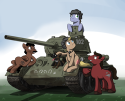 Size: 1200x968 | Tagged: safe, artist:doomy, imported from derpibooru, oc, oc only, dog, earth pony, pony, four tank men and a dog, male, military, moustache, poland, ponified, rudy (tank), stallion, t-34, t-34/85, tank (vehicle), сzterej pancerni i pies