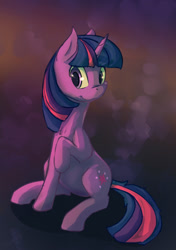 Size: 1000x1420 | Tagged: safe, artist:cometakat, imported from derpibooru, twilight sparkle, pony, unicorn, female, mare, raised hoof, sitting, solo, unicorn twilight