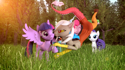 Size: 1024x576 | Tagged: safe, artist:dashie116, imported from derpibooru, discord, pinkie pie, rainbow dash, rarity, twilight sparkle, alicorn, pony, 3d, discolight, eris, female, half r63 shipping, lesbian, rule 63, shipping, source filmmaker, twieris, twilight sparkle (alicorn)