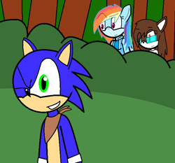 Size: 638x594 | Tagged: safe, artist:icefir, imported from derpibooru, rainbow dash, oc, oc:abbi, anthro, circle tool, crossover, sonic boom, sonic the hedgehog, sonic the hedgehog (series), sonicified