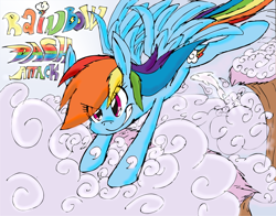 Size: 2526x1984 | Tagged: safe, artist:dashiepie, imported from derpibooru, rainbow dash, cloud, female, flying, solo