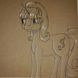 Size: 1753x1754 | Tagged: safe, artist:fia94, imported from derpibooru, starlight glimmer, female, monochrome, solo, traditional art