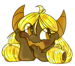 Size: 1540x1353 | Tagged: safe, artist:sunnyponycitrusbutt, imported from derpibooru, oc, oc only, oc:mace the dragon, oc:macenchain, dragon, bangs, blonde, hair over eyes, happy, horns, pony tails, simple background, solo, transparent background