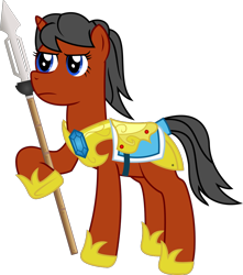 Size: 1014x1146 | Tagged: safe, artist:sketchmcreations, imported from derpibooru, oc, oc:soldier, pony, armor, dalek, doctor who, fanfic art, female, fimfiction, inkscape, mare, ponified, royal guard, simple background, spear, transparent background, vector, weapon