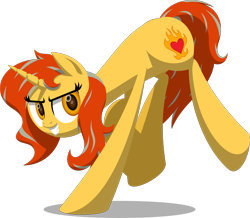 Size: 2381x2073 | Tagged: safe, artist:zacatron94, imported from derpibooru, oc, oc only, oc:cinderheart, pony, unicorn, action pose, female, golden eyes, lineless, solo