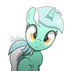 Size: 1650x1600 | Tagged: safe, artist:graytyphoon, imported from derpibooru, lyra heartstrings, :o, cute, female, head tilt, looking at you, lyrabetes, raised leg, simple background, solo, white background