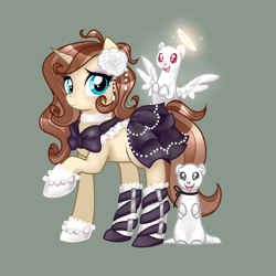 Size: 1750x1750 | Tagged: safe, artist:lelittleluna, imported from derpibooru, oc, oc only, pony, unicorn, clothes, dress, ermine, pretty