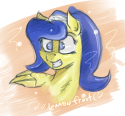 Size: 910x845 | Tagged: safe, artist:post-it, imported from derpibooru, oc, oc only, oc:lemon frost, smiling, solo