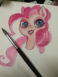 Size: 720x960 | Tagged: safe, imported from derpibooru, pinkie pie, female, paintbrush, painting, solo, traditional art