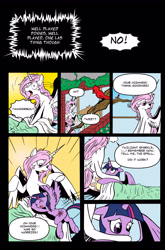 Size: 3260x4952 | Tagged: safe, artist:leon-z, imported from derpibooru, princess celestia, twilight sparkle, alicorn, bird, pony, comic:returns endings & beginnings, bed, comic, twilight sparkle (alicorn)