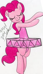 Size: 1686x2856 | Tagged: safe, artist:smokeymcdaniel, imported from derpibooru, pinkie pie, ballerina, ballet, clothes, dancing, female, solo, traditional art, tutu