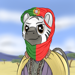 Size: 1000x1000 | Tagged: safe, artist:gamesadict, edit, imported from derpibooru, pony, zebra, /int/, /pol/, age of empires, age of empires ii, age of empires ii the african kingdoms, clothes, flag of portugal, headscarf, male, meme, ponified, portugal, quadrupedal, scarf, smiling, smirk, solo, stallion, t. alberto barbosa, video game, we wuz kings, zoomorphic