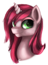 Size: 454x608 | Tagged: safe, artist:kotelen, imported from derpibooru, oc, oc only, oc:akuma, pony, unicorn, green eyes, pink, portrait, solo