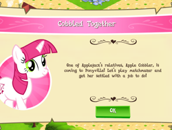 Size: 1024x768 | Tagged: safe, imported from derpibooru, lovestruck, pony, unicorn, female, gameloft, implied apple cobbler, mare, solo