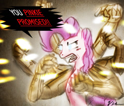 Size: 1440x1224 | Tagged: safe, artist:tarantad0, imported from derpibooru, pinkie pie, anthro, asura's wrath, crossover, pinkie promise