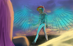 Size: 1680x1050 | Tagged: safe, artist:samoschristina, imported from derpibooru, fluttershy, rainbow dash, human, humanized