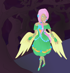 Size: 918x950 | Tagged: safe, artist:swiftstart, imported from derpibooru, fluttershy, human, clothes, dress, humanized, winged humanization