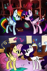 Size: 1713x2578 | Tagged: safe, artist:mylittlelevi64, imported from derpibooru, fluttershy, rainbow dash, rarity, twilight sparkle, alicorn, pony, female, flarity, lesbian, mare, shipping, twidash, twilight sparkle (alicorn)