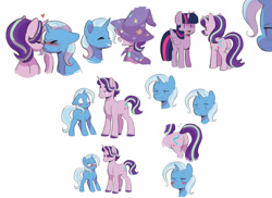 Size: 2743x2000 | Tagged: safe, artist:kianamai, imported from derpibooru, starlight glimmer, trixie, twilight sparkle, alicorn, pony, kilalaverse, blushing, boop, butt, eyes on the prize, female, half r63 shipping, kissing, lesbian, male, mare, noseboop, plot, rule 63, shipping, sketch, startrix, stellar gleam, straight, transformation, transgender transformation, trixgleam, twilight sparkle (alicorn)